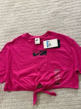 Nike Hot Pink Tee with Black Logo Graphic